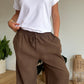Pantalon palazzo gaze de coton choco