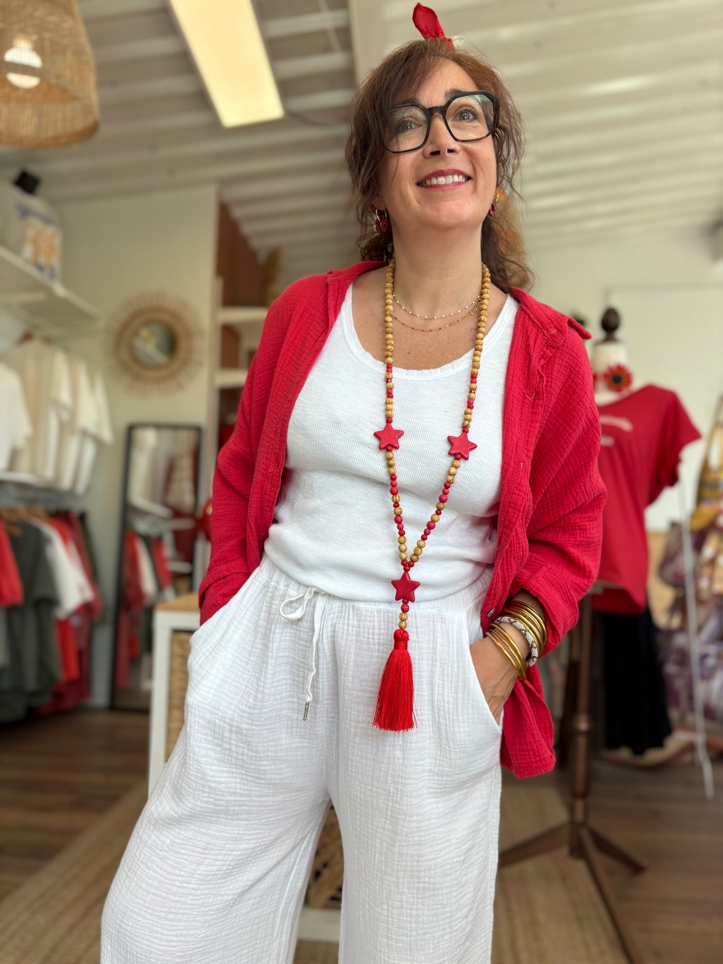 Chemise Gaze de coton Baiona rouge