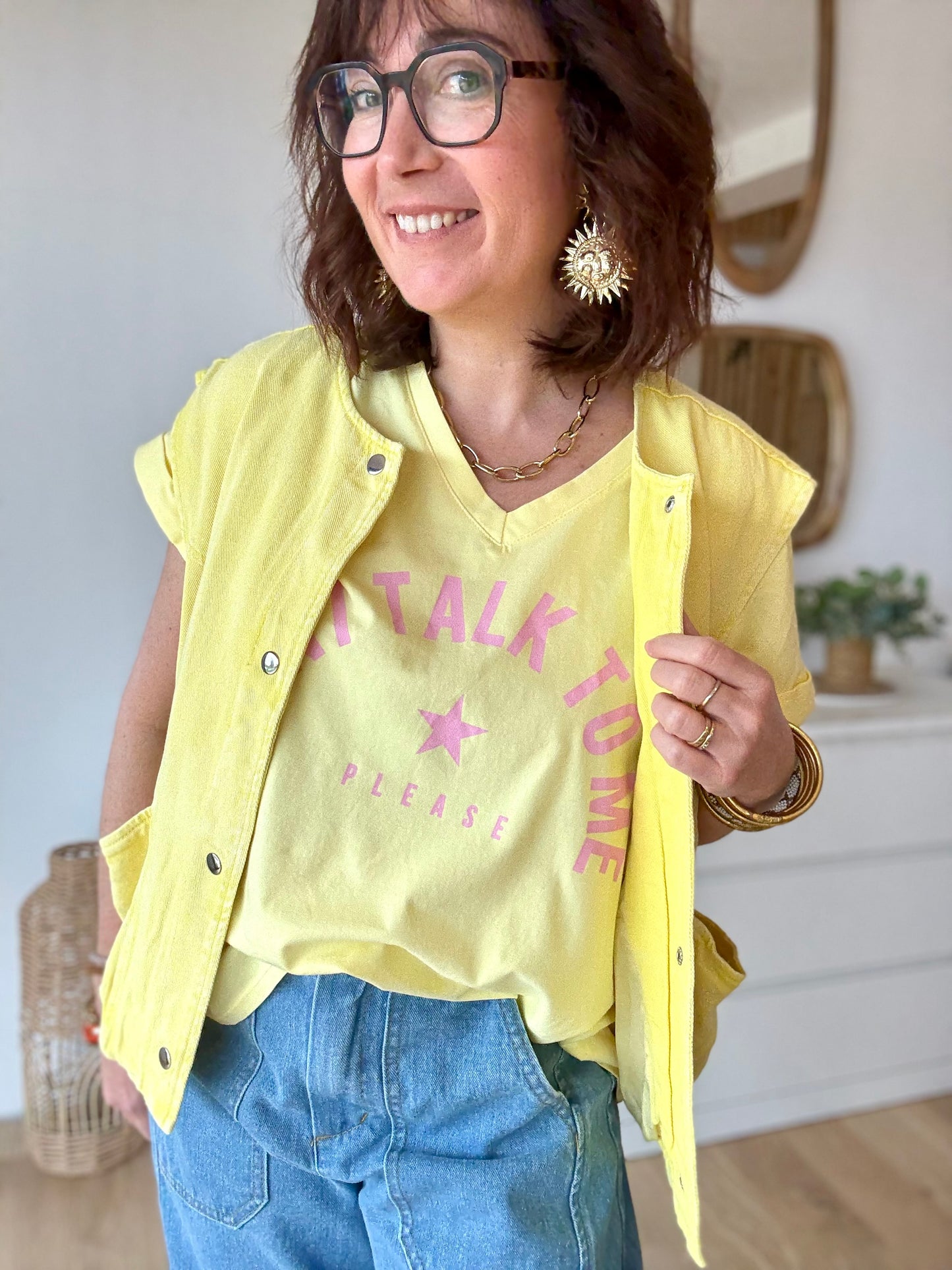 TEE-SHIRT DON’T TALK TO ME YELLOW SUN