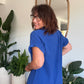 Robe chemise en gaze de coton bleu roi