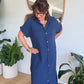 Robe chemise en gaze de coton Marine