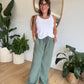 Pantalon palazzo gaze de coton kaki