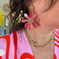 Boucles d’oreilles fleurs roses XXL – Acier inoxydable