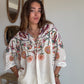 Chemise impression style broderies