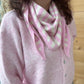 Foulard écharpe triangle Bonny rose et écru