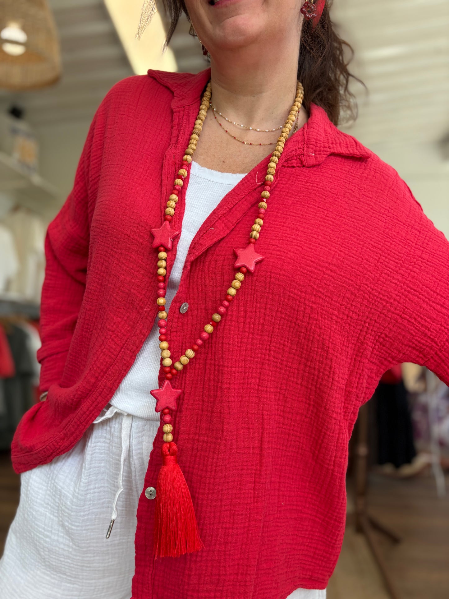 Chemise Gaze de coton Baiona rouge