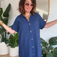Robe chemise en gaze de coton Marine