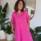 Robe chemise en gaze de coton fuchsia🩷