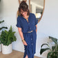Robe chemise en gaze de coton Marine
