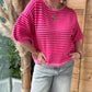Pull manches courtes Sophie rose fushia