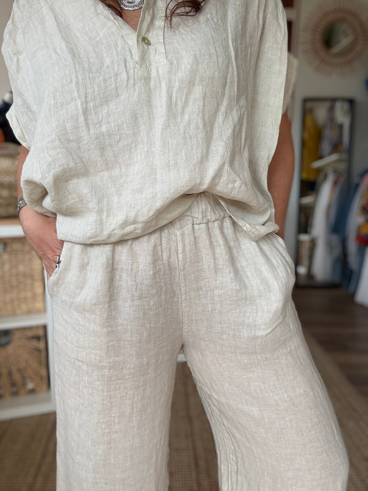 Pantalon lin Dune beige