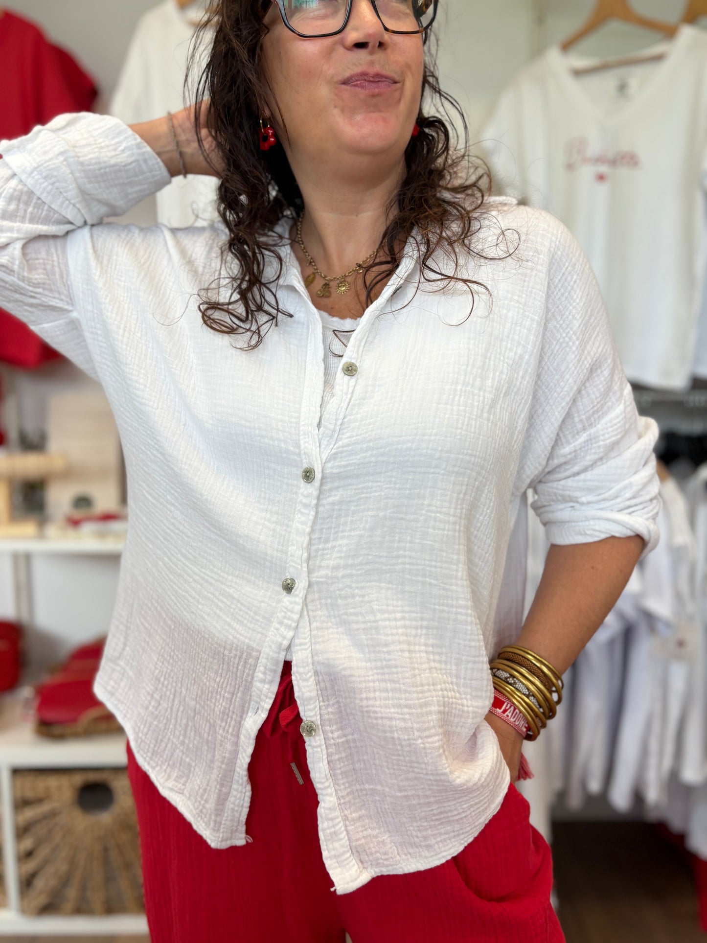 Chemise gaze de coton Baiona blanc