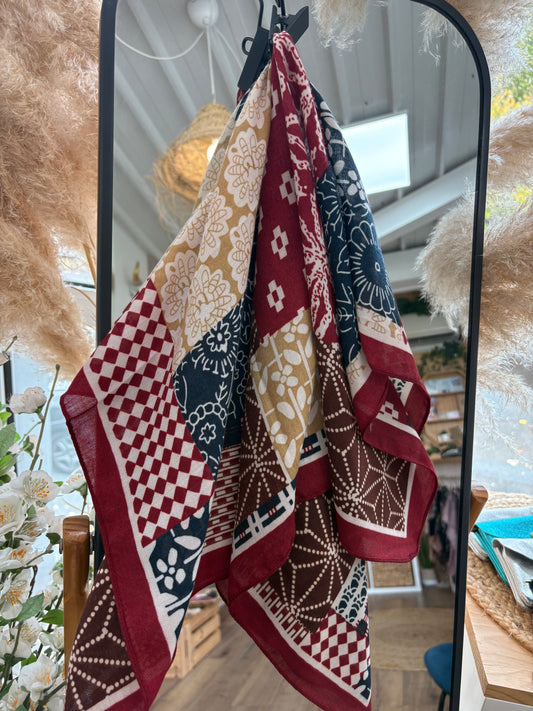 Foulard bandana bordeaux marine