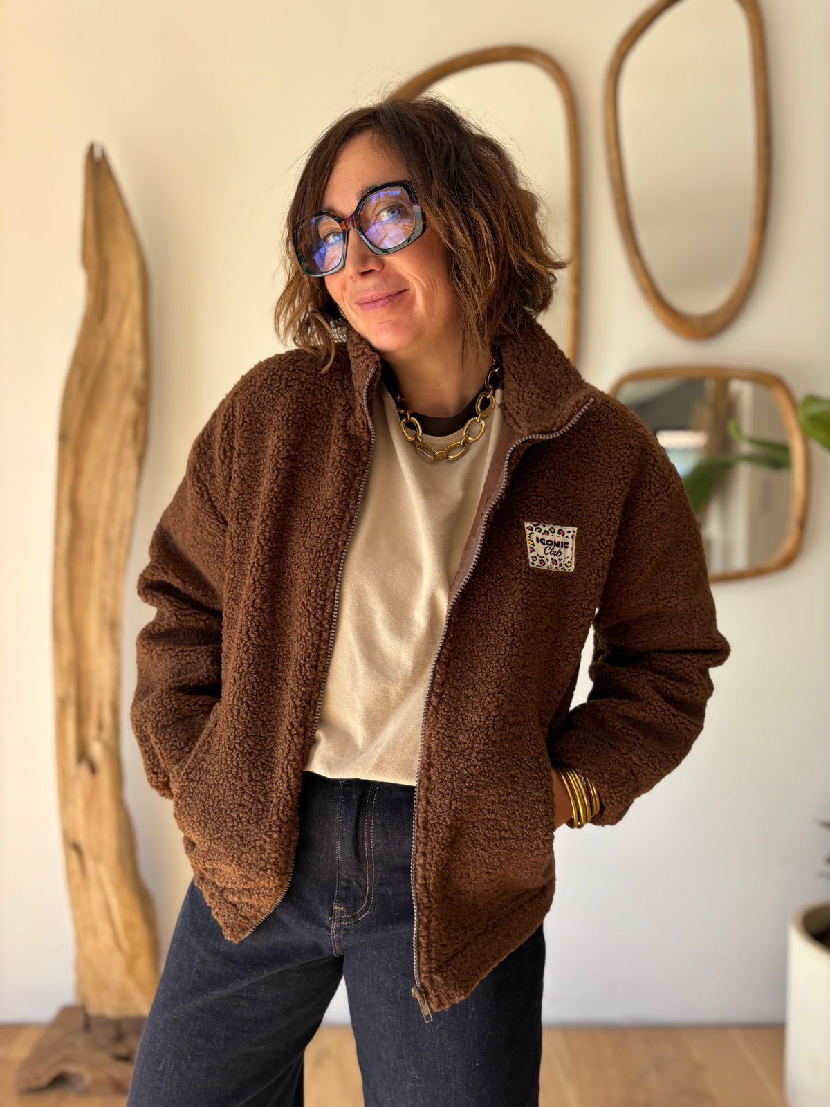 Veste Teddy Marron