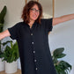 Robe chemise en gaze de coton noir
