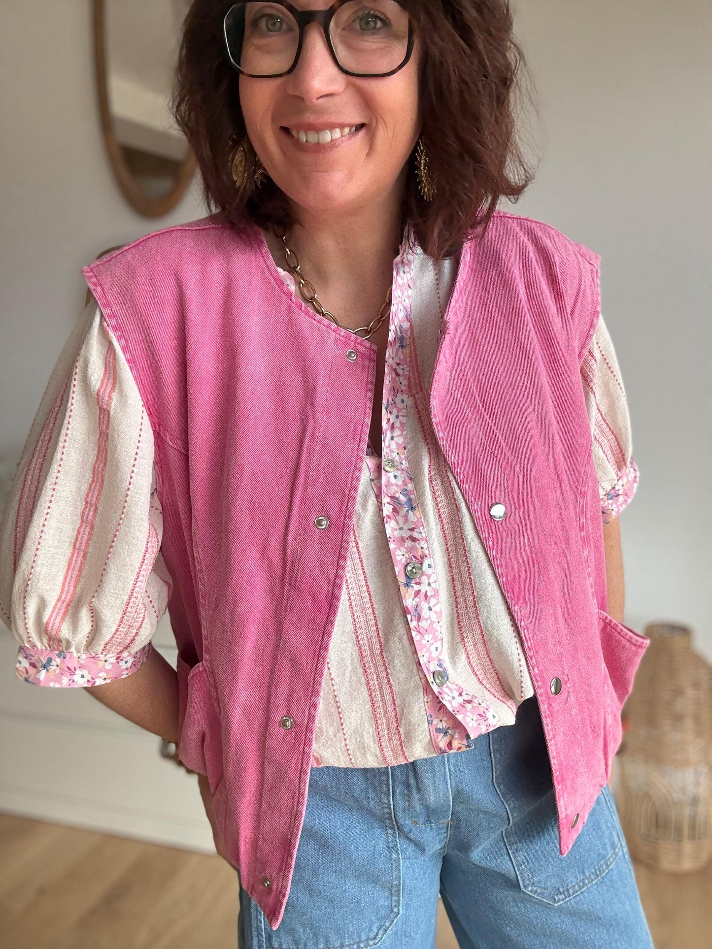 Veste sans manche LIZZIE rose