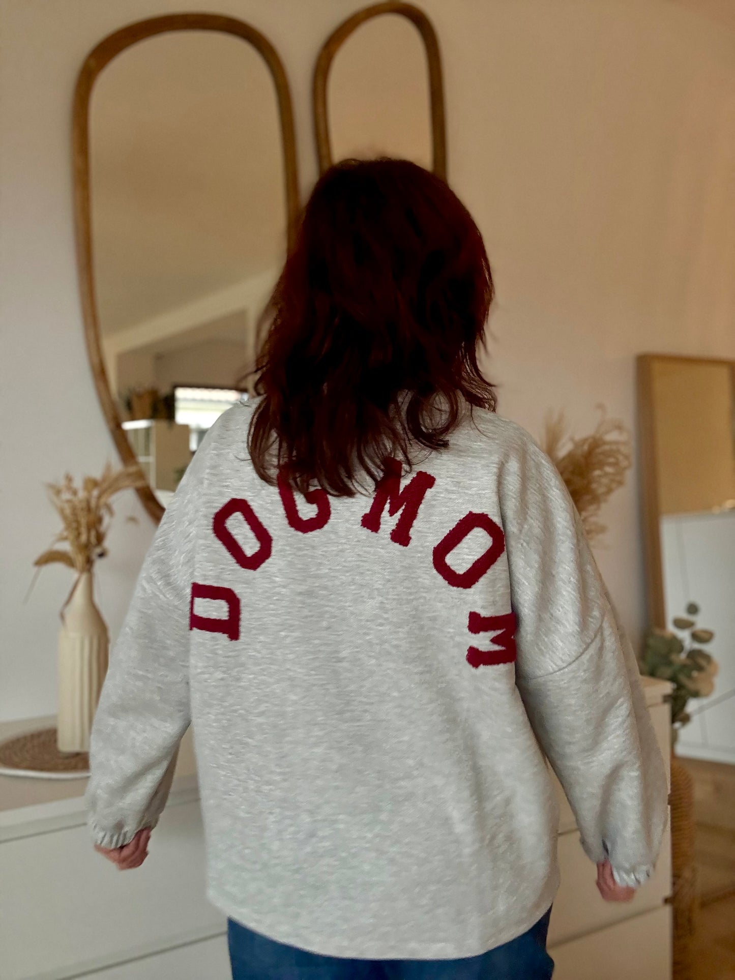 Sweat Dog Mom gris clair /bordeaux