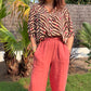 Pantalon lin magique terracotta