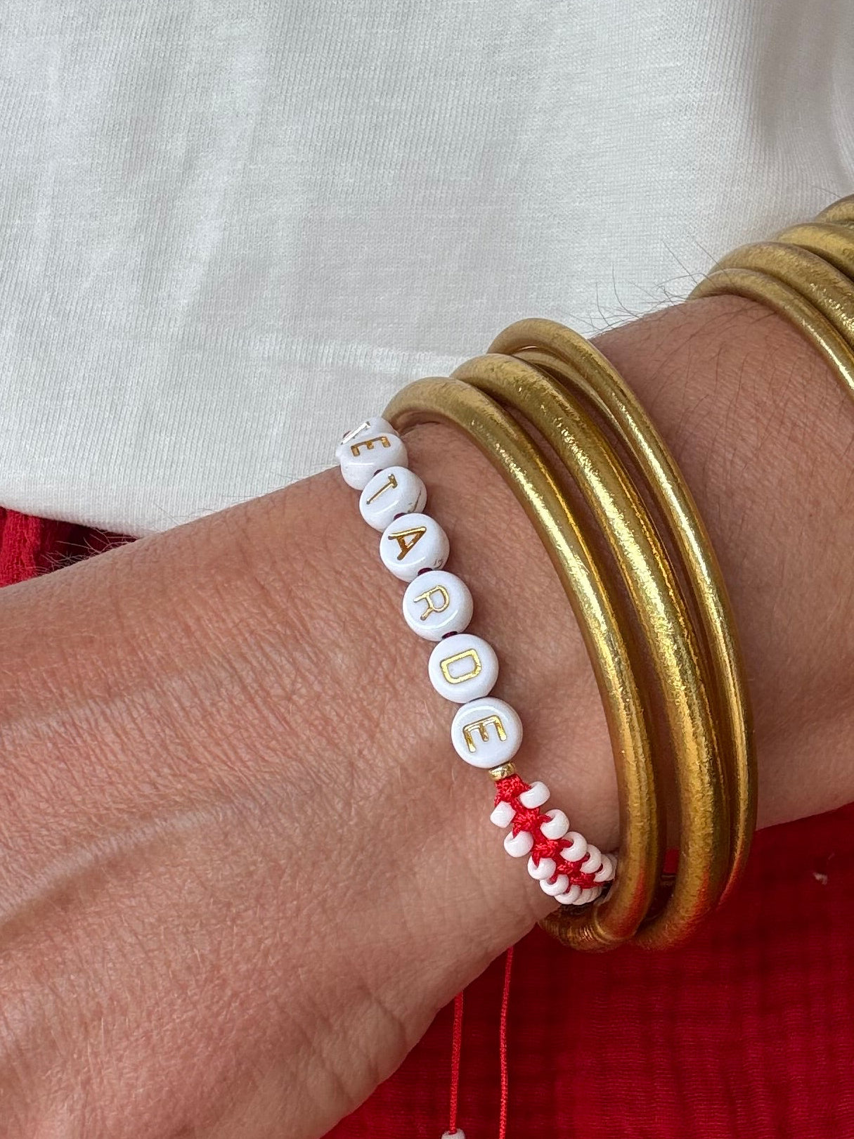 Bracelet Tissé perles à message FETARDE ❤️🤍🥂