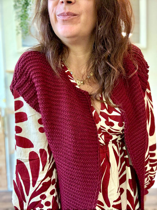 Gilet sans manches cow girl Bordeaux