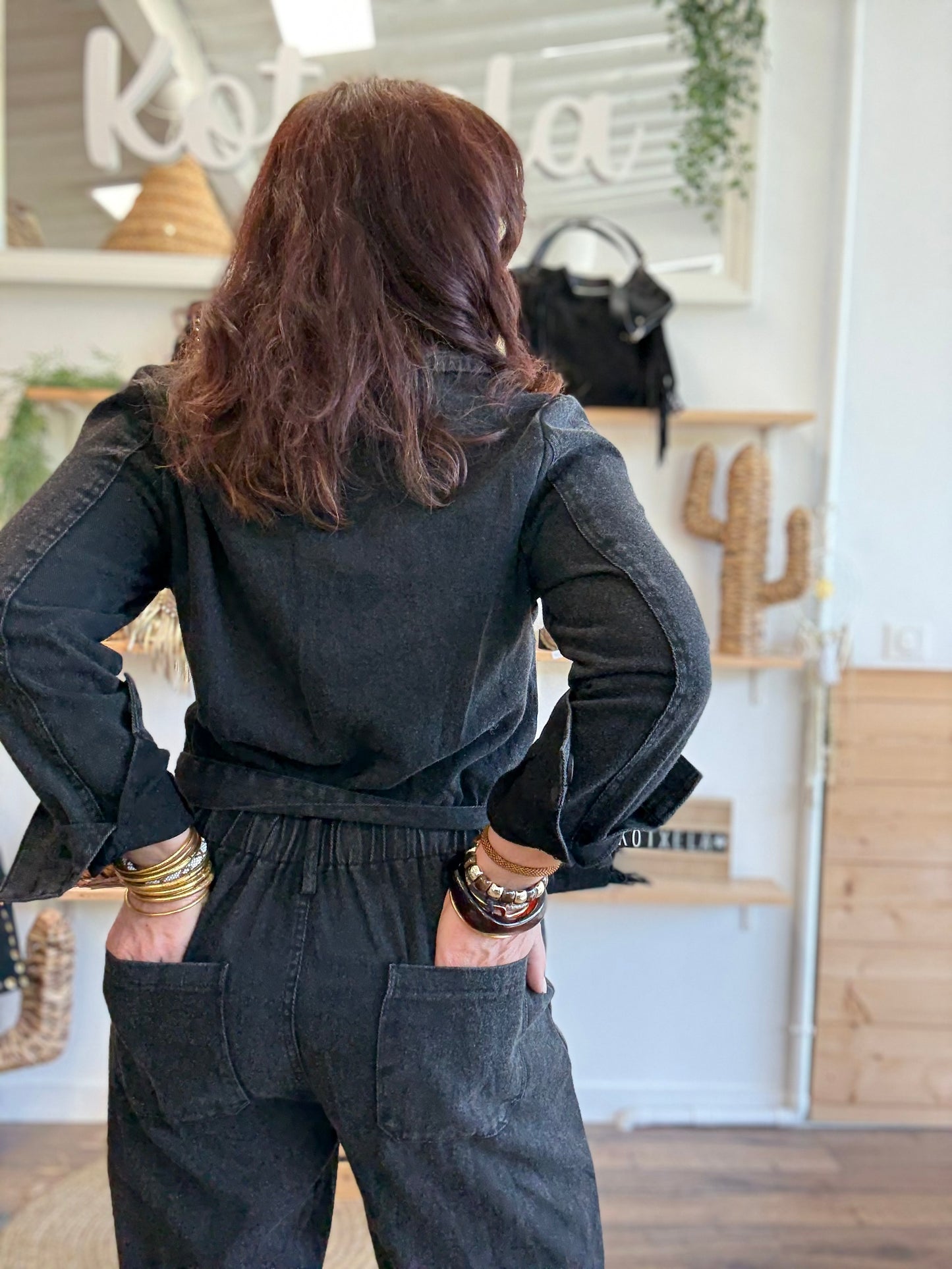 Combi manches longues jean noir