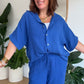 Pantalon palazzo gaze de coton bleu roi