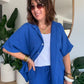 Chemise gaze de coton bleu roi