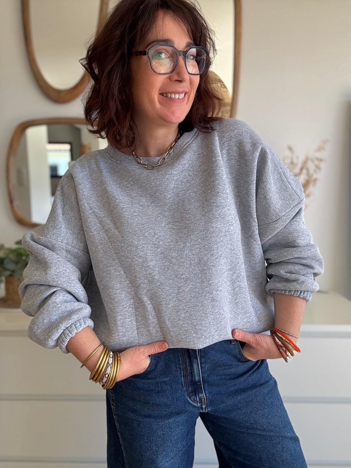 Sweat DOG MOM gris rouge