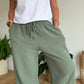 Pantalon palazzo gaze de coton kaki