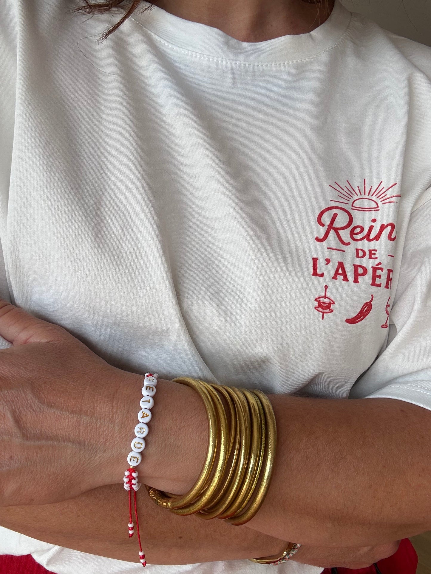 Bracelet Tissé perles à message FETARDE ❤️🤍🥂