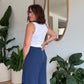 Pantalon palazzo gaze de coton marine