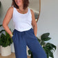Pantalon palazzo gaze de coton marine