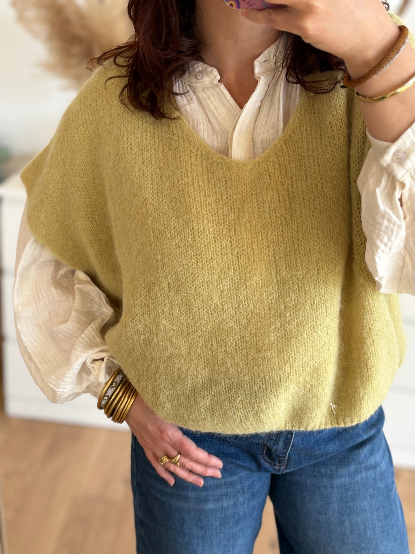 Pull Leon sans manches vert