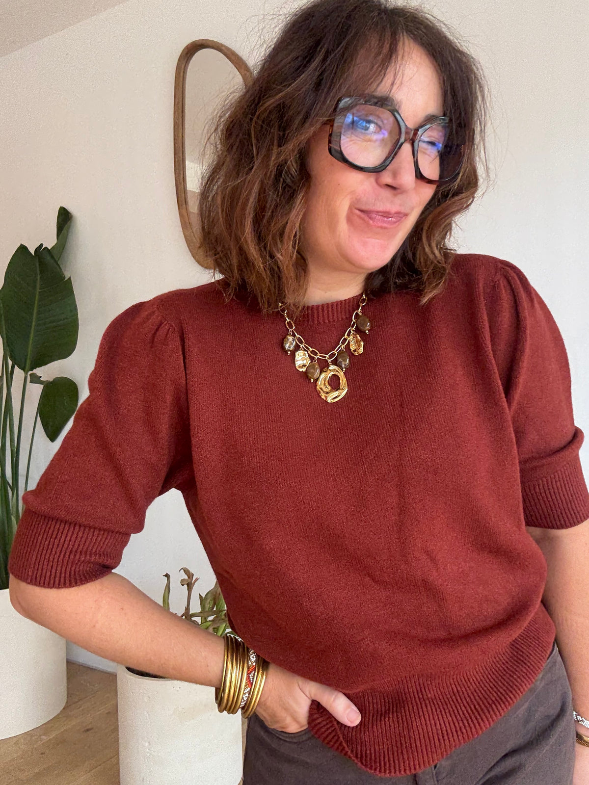 Pull Caroline rouille