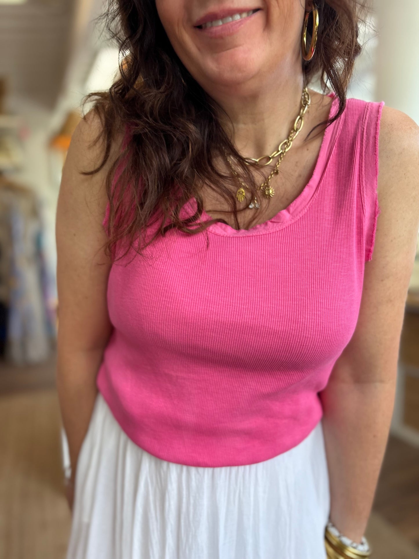 Débardeur coton rose