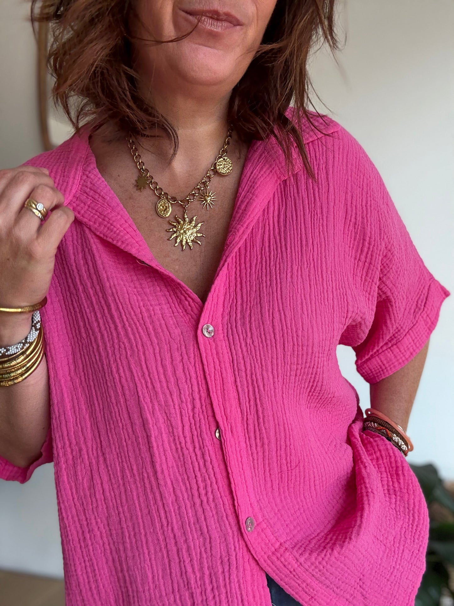 Chemise Gaze de Coton Fuchsia