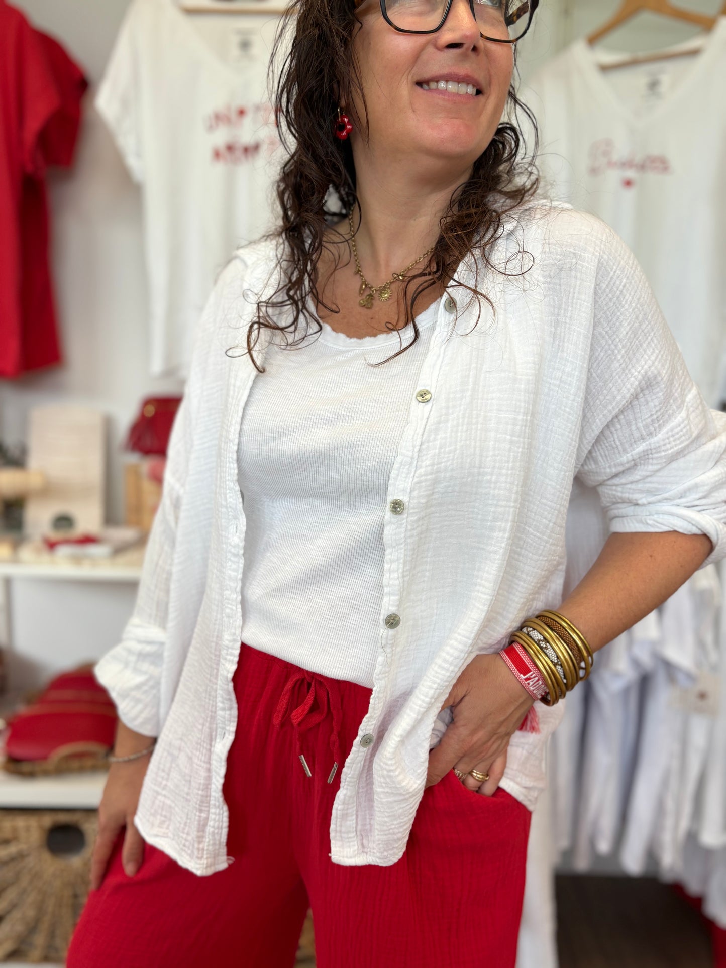 Chemise gaze de coton Baiona blanc