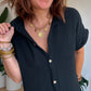 Robe chemise en gaze de coton noir