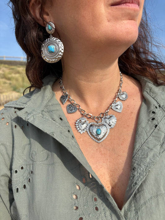 Collier corazón turquoise
