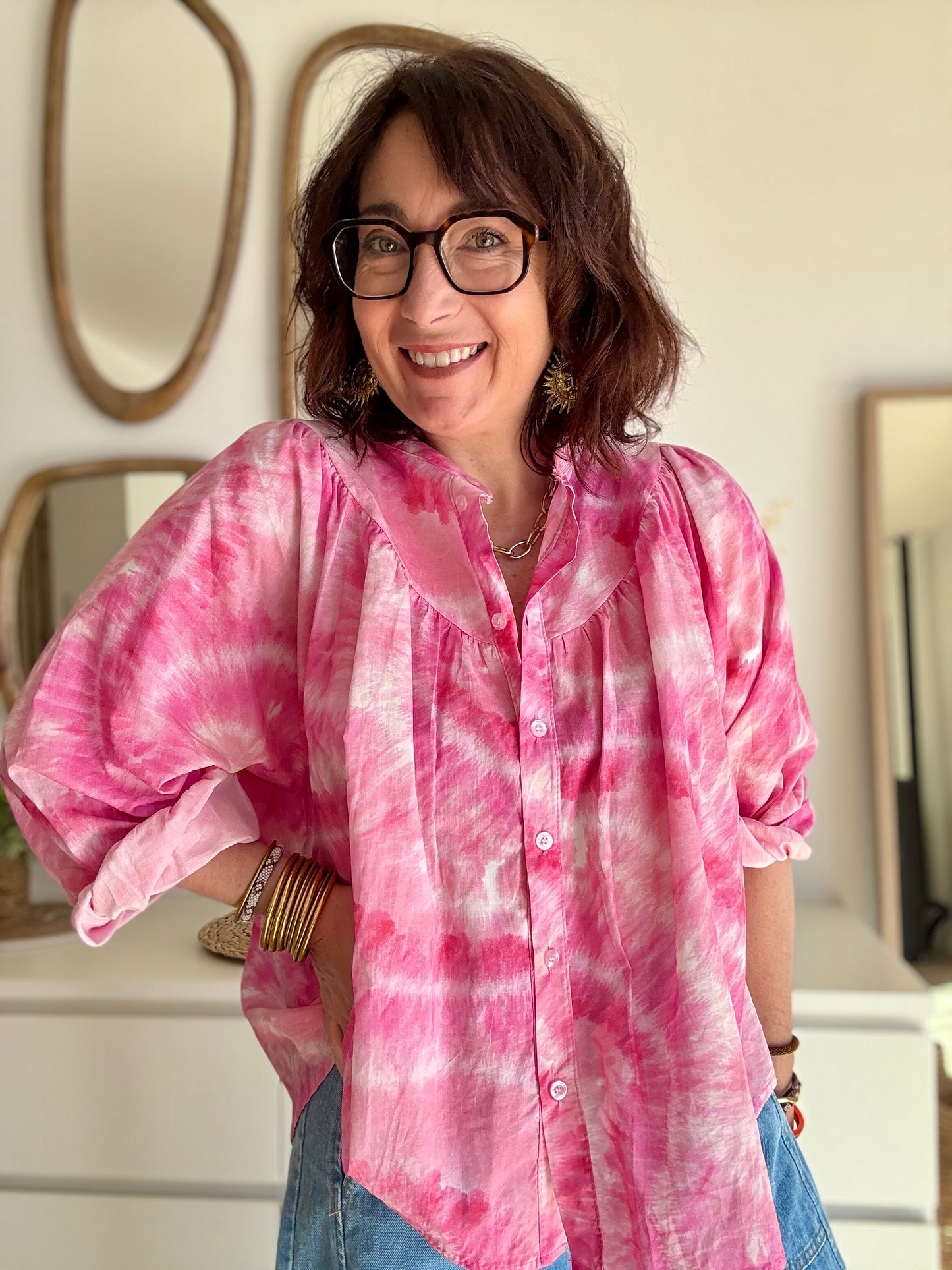 Chemisier pink Tie and Dye