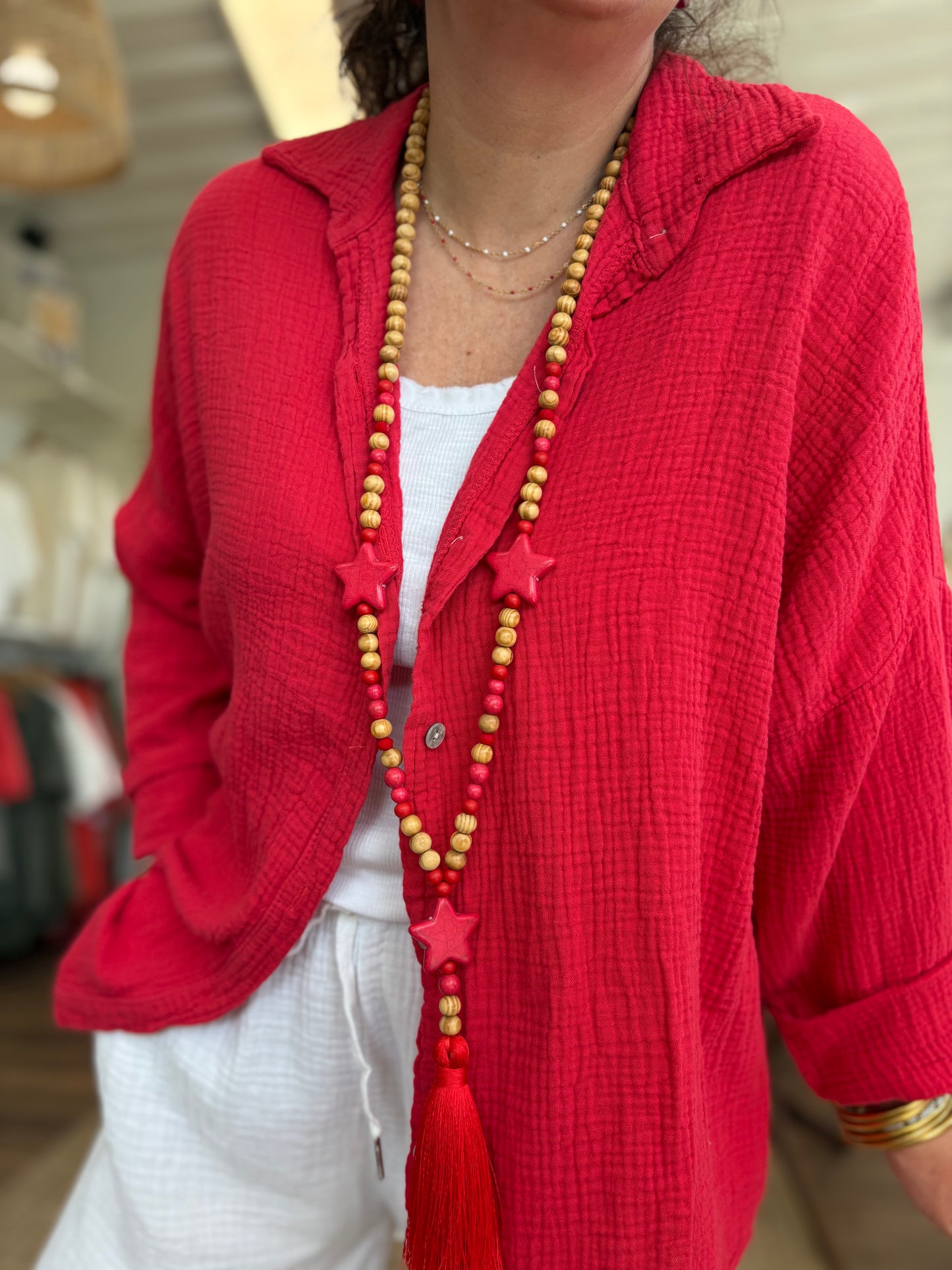 Chemise Gaze de coton Baiona rouge