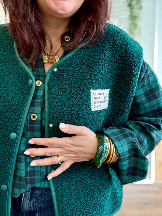 Veste Teddy vert sapin