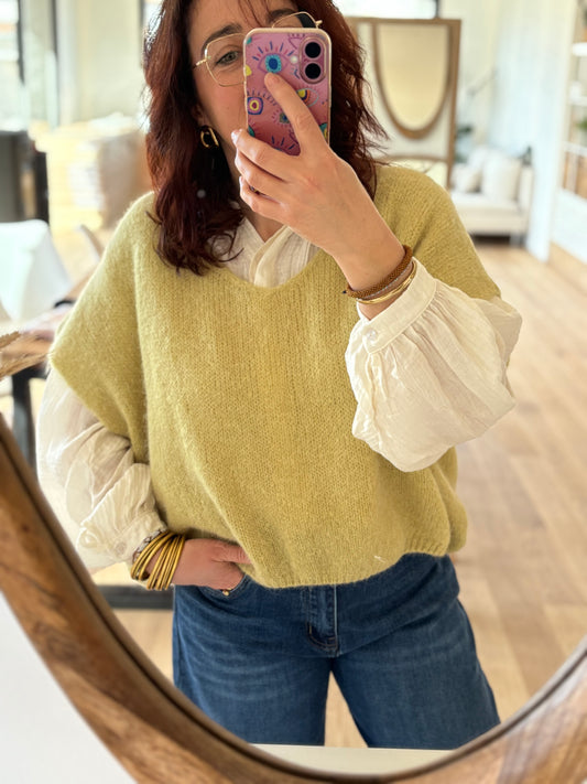 Pull Leon sans manches vert