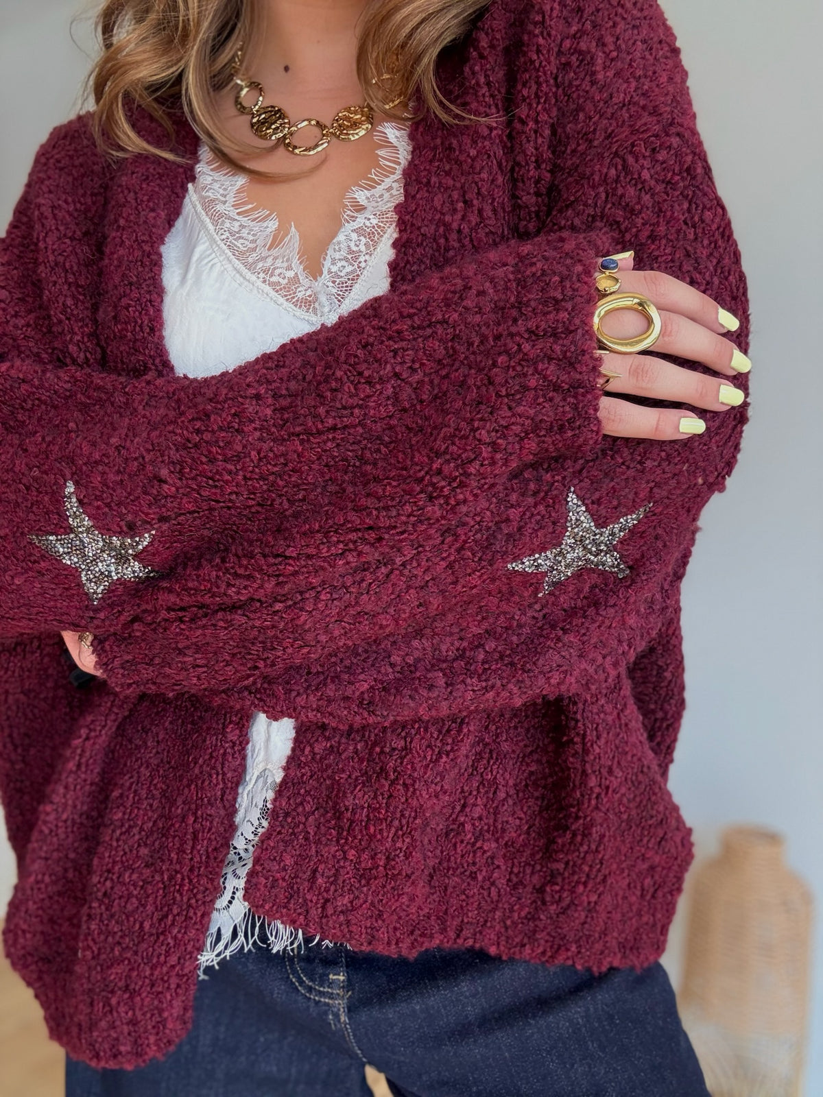 Gilet doudou étoile bordeaux