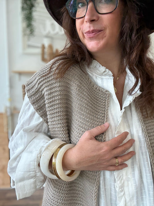 Gilet sans manches cow girl taupe