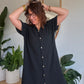 Robe chemise en gaze de coton noir