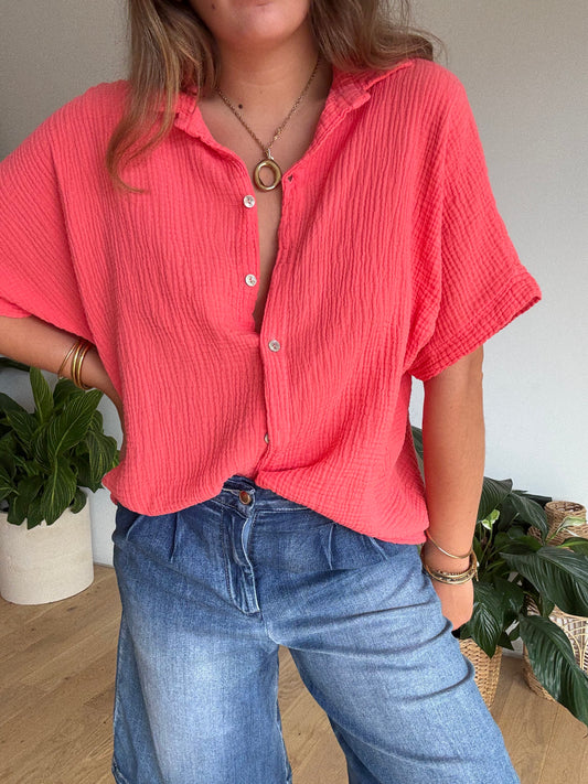 Chemise Gaze de Coton Corail