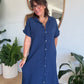 Robe chemise en gaze de coton Marine