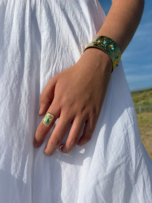 Bague œil turquoise