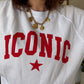 Sweat Iconic blanc et rouge manches 3/4